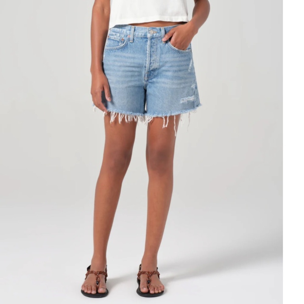 Agolde Light Blue Jean Shorts